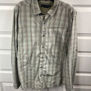 EXOFFICIO MICRO PLAID VENTED MESH OUTDOOR FISHING MENS BUTTON DOWN Large